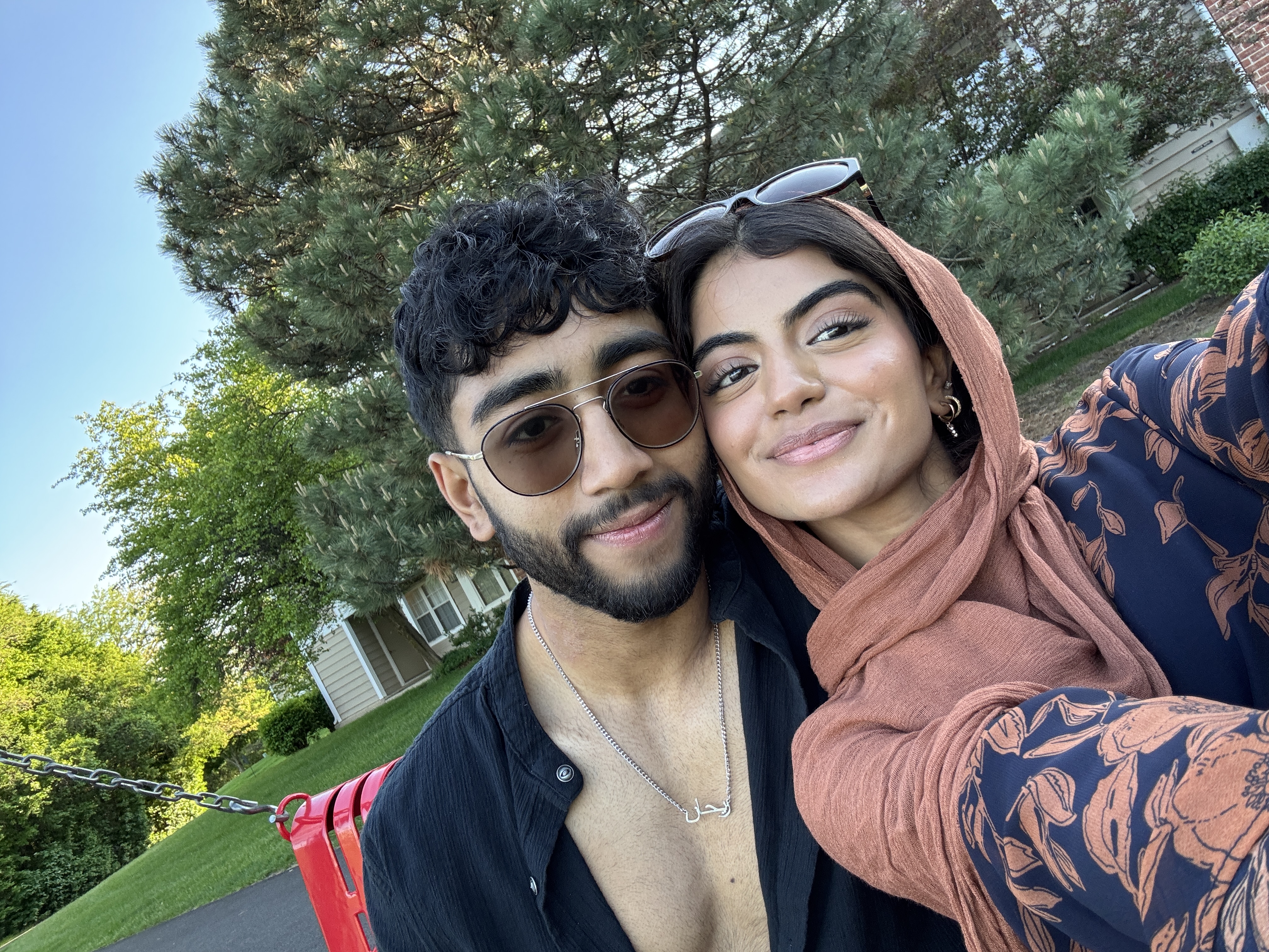 Sunny outdoor selfie together